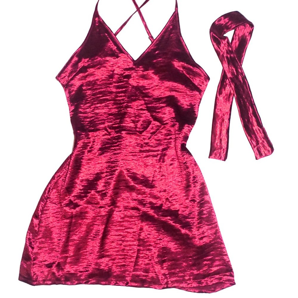 Crossback Dress with Neck Tie